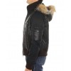 Leather  Male Jacket with Silver Fox Trimming & Detachable Hood and Sleeves. 
