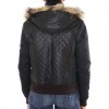 Leather  Male Jacket with Silver Fox Trimming & Detachable Hood and Sleeves. 