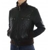 Leather  Male Jacket with Silver Fox Trimming & Detachable Hood and Sleeves. 