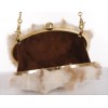 Fisher Clutch with  Detachable Metal Shoulder Strap  &  Light Gold Closure  
