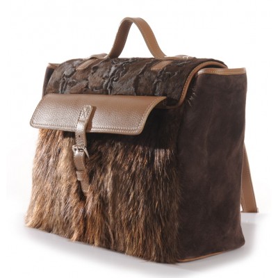 Backpack Man Bag with Leather and Fur  * era ICONS *