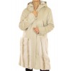 Cashmere  Coat with  Rex Rabbit on the Hood and Hem
