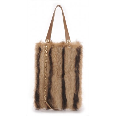 American Raccoon  Shopping Bag with Leather 