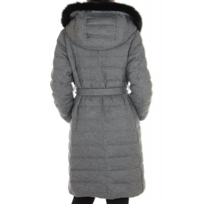 Down Reversible Coat with Detachable Fox on the Hood