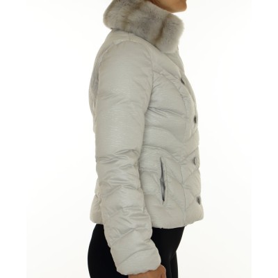 Down Jacket with Detachable Rex Rabbit Collar