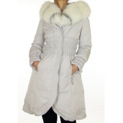 Down Coat with Detachable Collar - Hood with Platimum Fox      