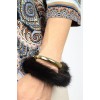 Mink Wristband in Mahogany with Leather & Light Gold Hook 