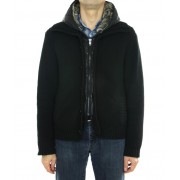 Knitted Male Wool Jacket with Rex Rabbit on the Hood 