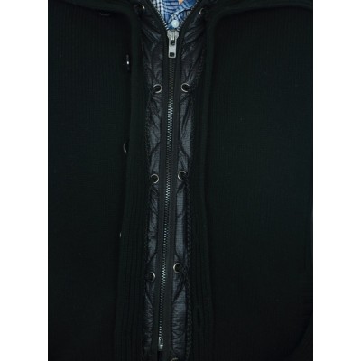 Knitted Male Wool Jacket with Rex Rabbit on the Hood 