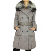 Coat with Detachable Silver Fox on the Collar