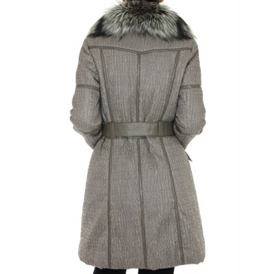 Coat with Detachable Silver Fox on the Collar