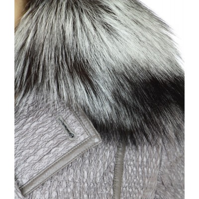 Coat with Detachable Silver Fox on the Collar