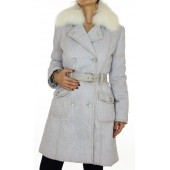 Coat with Detachable Platinum Fox on the Collar