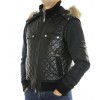 Leather Male Jacket with Chinese Raccoon Trimming & Detachable Hood and Sleeves. 