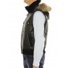 Leather Male Jacket with Chinese Raccoon Trimming & Detachable Hood and Sleeves. 