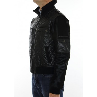 LeatherMale Jacket with Silver Fox Trimming & Detachable  Hood and Detachable Calf Sleeves. 