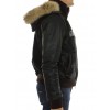 Calf Male Jacket with Chinese Raccoon Trimming & Detachable Hood and Leather Sleeves. 