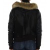 Calf Male Jacket with Chinese Raccoon Trimming & Detachable Hood and Leather Sleeves. 