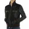 Calf Male Jacket with Chinese Raccoon Trimming & Detachable Hood and Leather Sleeves. 