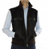 Calf Male Jacket with Chinese Raccoon Trimming & Detachable Hood and Leather Sleeves. 