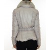 Down Jacket with Detachable Rex Rabbit Collar.