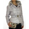 Down Jacket with Detachable Rex Rabbit Collar.