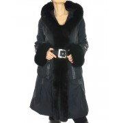 Coat with Detachable Fox on Hood -Facing & Cuffs & Detachable Rabbit Lining      