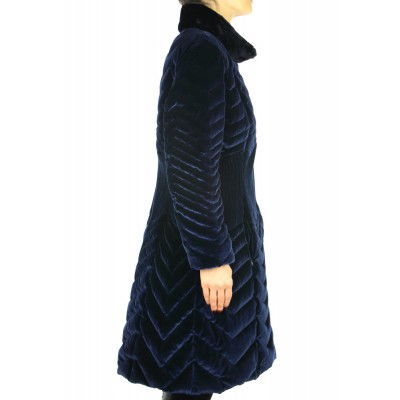 Down Coat With Detachable Sheared Mink On Collar