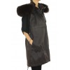 Coat with Detachable Inner Textile Vest & Detachable Outer Rex Rabbit Vest With Detachable Chinese Raccoon on Hood.
