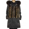 Coat with Detachable Inner Textile Vest & Detachable Outer Rex Rabbit Vest With Detachable Chinese Raccoon on Hood.
