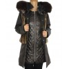 Coat with Detachable Inner Textile Vest & Detachable Outer Rex Rabbit Vest With Detachable Chinese Raccoon on Hood.