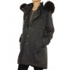 Coat with Detachable Inner Textile Vest & Detachable Outer Rex Rabbit Vest With Detachable Chinese Raccoon on Hood.