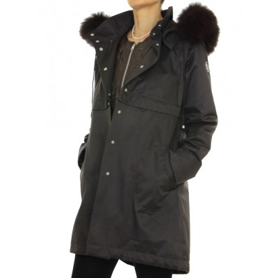 Coat with Detachable Inner Textile Vest & Detachable Outer Rex Rabbit Vest With Detachable Chinese Raccoon on Hood.