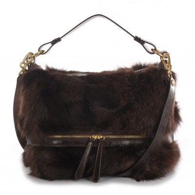 Fox Fur Shoulder Bag with Leather (Helena)