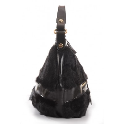 Lamb Fur Shoulder Bag with Leather (Helena)