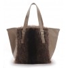 American Raccoon Fur Tote Bag with Leather (Vicky)