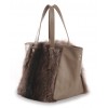 American Raccoon Fur Tote Bag with Leather (Vicky)