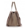 American Raccoon Fur Tote Bag with Leather (Vicky)