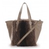 American Raccoon Fur Tote Bag with Leather (Vicky)