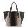 Rex Rabbit  Fur Tote Bag with Leather (Vicky)