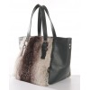 Rex Rabbit  Fur Tote Bag with Leather (Vicky)