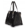 Fox Back Paw  Fur Tote Bag with Leather (Vicky)