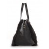 Fox Back Paw  Fur Tote Bag with Leather (Vicky)