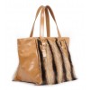 ERA Vicky American Raccoon Fur and Real Leather Tote Bag