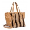 ERA Vicky American Raccoon Fur and Real Leather Tote Bag