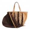 ERA Vicky American Raccoon Fur and Real Leather Tote Bag