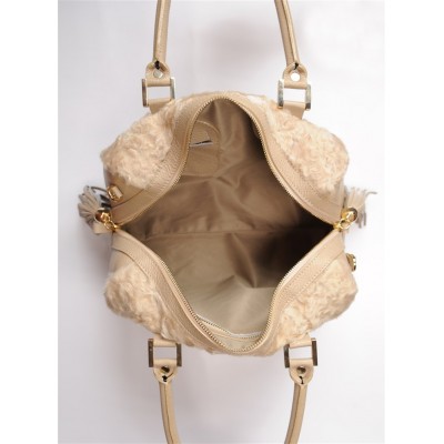 Afghan Karakul Fur Tote Bag with Leather