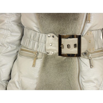 Down Jacket Combined with Mutton and Detachable Rex Rabbit Collar 