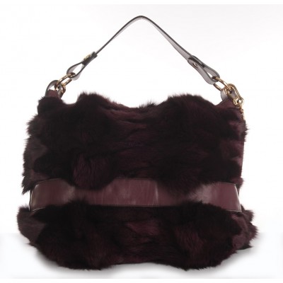 Fox Fur Shoulder Bag with Leather (Helena)