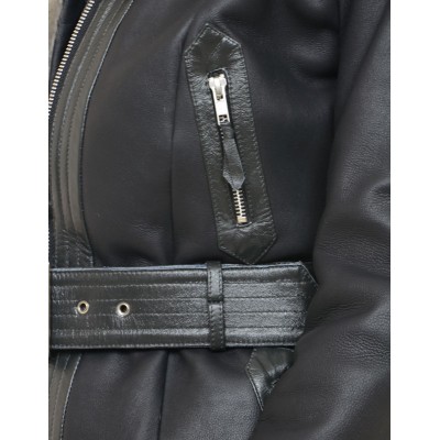 Mutton Coat with Leather Details